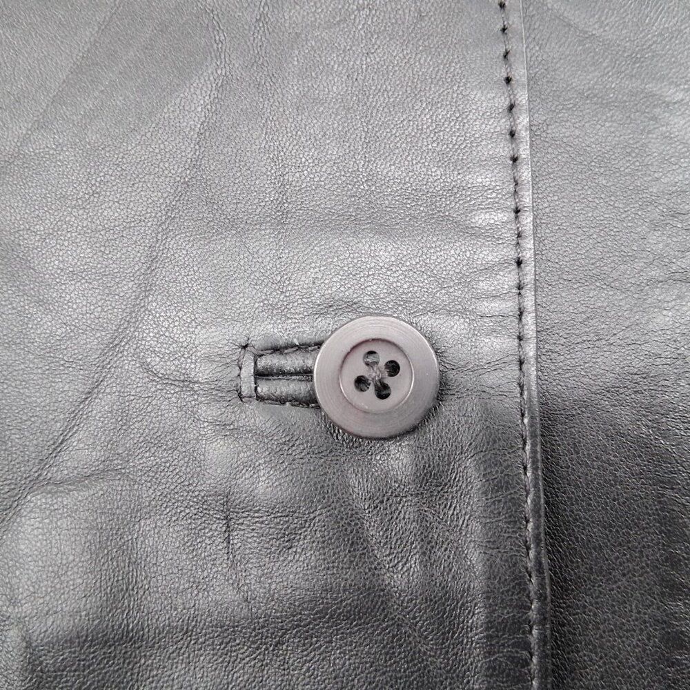 Vintage 1990s GAP Genuine Leather Vest Black Wool Back Button Front Womens S - Picture 4 of 9